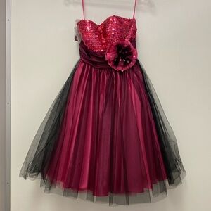 Pink and black homecoming dress